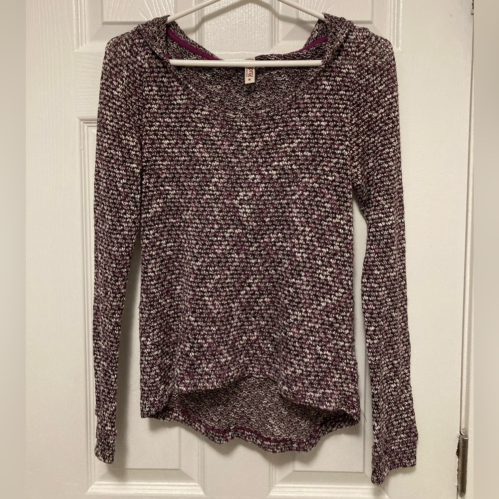 *Mudd Y2K Maroon Wine Marbled Textured Scoop Neck Medium Hoodie #RB